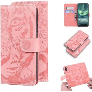 Voor Nokia 6.2 / 7.2 Tiger Embossing Pattern Horizontale Flip Lederen Case met Holder & Card Slots & Wallet(Pink)