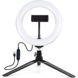 PULUZ 7.9 inch 20cm Light+ Desktop Tripod Mount USB 3 Modes Dimmable Dual Color Temperature LED Curved Light Ring Vlogging Selfie Photography Video Lights with Phone Clamp(Black)