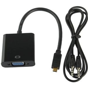 22cm Full HD 1080P Micro HDMI Male to VGA Female Video Adapter Cable with Audio Cable(Black)