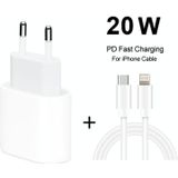 2 in 1 PD 20W Single USB-C / Type-C Port Travel Charger + 3A PD3.0 USB-C / Type-C to 8 Pin Fast Charge Data Cable Set  Cable Length: 2m  EU Plug