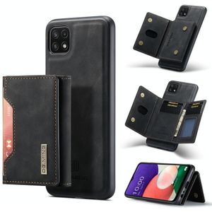 For Samsung Galaxy A22 5G DG.MING M2 Series 3-Fold Multi Card Bag + Magnetic Back Cover Shockproof Case with Wallet & Holder Function(Black)