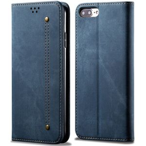 For iPhone 6 Plus / 6s Plus Denim Texture Casual Style Horizontal Flip Leather Case with Holder & Card Slots & Wallet(Blue)