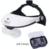 The Elderly Reading And Repairing Magnifying Glass With 2 LED Lamp Head-Mounted HD Magnifying Glass