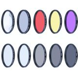 RUIGPRO for GoPro HERO9 Black Professional 52mm 52mm 10 in 1 UV+ND2+ND4+ND8+Star 8+ +CPL+Yellow/Red/Purple+10X Close-up Lens Filter with Filter Adapter Ring & Lens Cap
