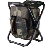Outdoor Portable Folding Camping Chair Light Fishing Beach Chair Stainless Steel Pipe Folding Chair with Ice Bag(Camouflage)