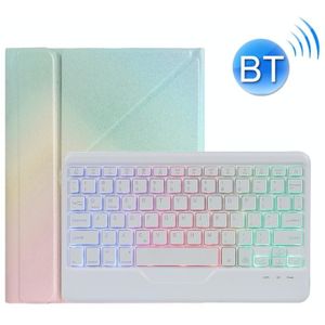 B011S Splittable Backlight Bluetooth Keyboard Leather Case with Triangle Holder & Pen Slot For iPad Pro 11 inch 2021 & 2020 & 2018 / Air 4 10.9 inch(Gradient Rainbow)