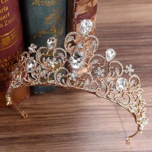 Crystal Wedding Crown Bride Crown Headband Accessories Hair Jewelry Ornaments(Gold White)