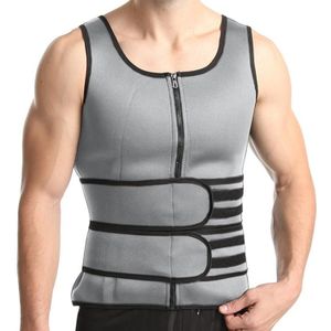 Neoprene Men Sport Body Shapers Vest Waist Body Shaping Corset  Size:S(Grey)