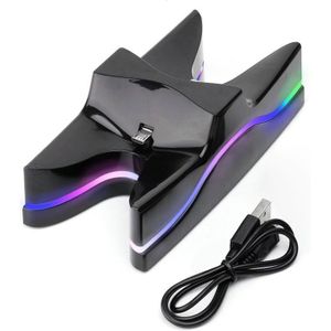 Speciale UFO vorm 2 x USB opladen Dock Station Stand / Controller opladen Stand voor voor PS4 Playstation 4 met Multi kleuren LED (zwart)