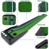 PGM Golf Mini Putting Mat Push Rod Trainer 2.5m  with Auto Ball Return Fairway (Green)