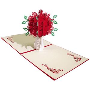 3 PCS Rose 3D Stereo Greeting Card Creative Handmade Paper Carving Card