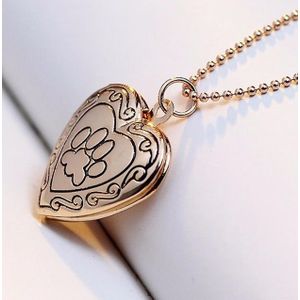 DIY Heart-shaped Photo Frame Memory Locket Pendant Necklace Jewelry(gold)