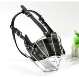 Steel Cage Style Dog Basket Wire Muzzle Protective Snout Cover with Leather Strap  Size: XL