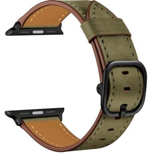 Lederen vervangende band horlogeband voor Apple Watch Series 7 45 mm / 6 & SE & 5 & 4 44mm / 3 & 2 & 1 42mm (Legergroen Frosted)