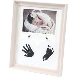 Desk Hanging Photo Frame PVC Baby Foot Hand Print Ink Pad Bedroom Wall Birthday Pictures Albums(Light Pink)