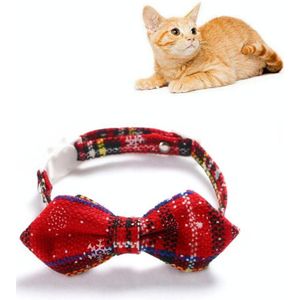 5 PCS Snowflake Christmas Red Plaid Adjustable Pet Bow Tie Collar Bow Knot Cat Dog Collar  Size:S 17-30cm  Style:Pointed Bowknot