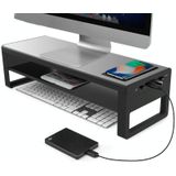 Vaydeer Metal Display Increase Rack Multifunctional Usb Wireless Laptop Screen Stand  Style:Fast Charge Double Layer(L)