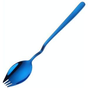 3 PCS Stainless Steel Instant Noodle Fork Multi-Purpose V-Shaped Knife Fork And Spoon All-In-One Tableware  Colour:  Blue