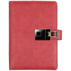 A5 multifunctionele vingerafdruk ontgrendelen notebook kan opnemen 10 vingerafdrukken  specificatie: vingerafdruk lock + 16G U schijf (Crazy Horse Pattern Red)