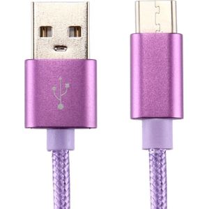 Knit Texture USB to USB-C / Type-C Data Sync Charging Cable  Cable Length: 2m  3A Total Output  2A Transfer Data  For Galaxy S8 & S8 + / LG G6 / Huawei P10 & P10 Plus / Oneplus 5 / Xiaomi Mi6 & Max 2 /and other Smartphones(Purple)