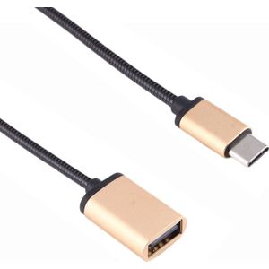 8.3cm USB Female to Type-C Male Metal Wire OTG Cable Charging Data Cable  For Galaxy S8 & S8 + / LG G6 / Huawei P10 & P10 Plus / Oneplus 5 / Xiaomi Mi6 & Max 2 /and other Smartphones(Gold)