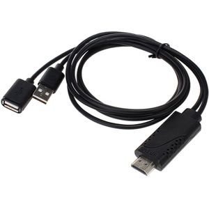 USB Male + USB 2.0 Female to HDMI Phone to HDTV Adapter Cable  For iPhone / Galaxy / Huawei / Xiaomi / LG / LeTV / Google and Other Smart Phones(Black)