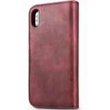 DG.MING for iPhone X  Crazy Horse Texture Horizontal Flip Detachable Magnetic Protective Case with Holder & Card Slots & Wallet(Red)