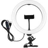 PULUZ 10.2 inch 26cm Ring Light + Monitor Clip USB 3 Modes Dimmable Dual Color Temperature LED Curved Diffuse Vlogging Selfie Photography Video Lights with Phone Clamp (Black)