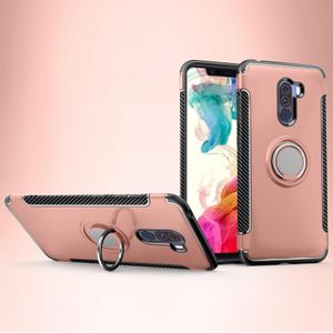 Anti-fall Car Magnetic Case with 360 Degree Rotating Armor Ring for Xiaomi Pocophone F1(Rose Gold)