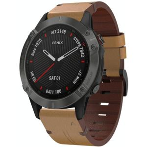 Voor Garmin Fenix 6 Sapphire GPS 22 mm lederen stalen gesp horlogeband