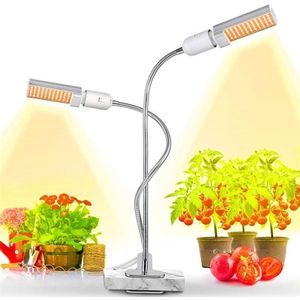 LED Plant Growth Full Spectral Fill Light E27 Clip Plant Lamp Indoor Corn Light  Without Power Adapter  Power: 2 Heads