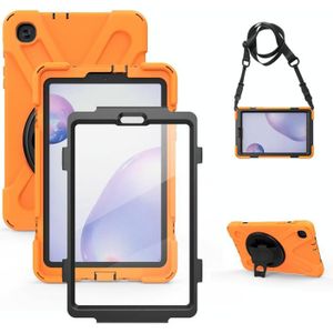 For Samsung Galaxy Tab A 8.4 2020 T307U Shockproof Colorful Silicone + PC Protective Case with Holder & Shoulder Strap & Hand Strap & Screen Protector(Orange)