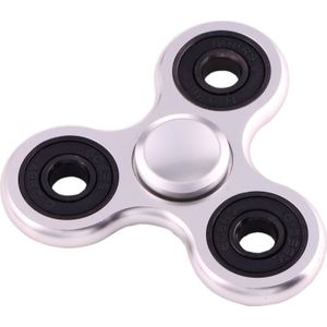Fidget Spinner Toy Stress Reducer Anti-Anxiety Toy for Children and Adults  3 Minutes Rotation Time  Small Steel Beads Bearing + Aluminum Alloy Material  Three Leaves(Silver)