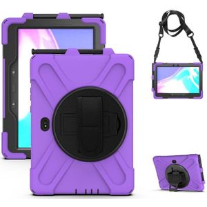 For Samsung Galaxy Tab Active Pro T540 / T545 Shockproof Colorful Silicone + PC Protective Case with Holder & Hand Grip Strap(Purple)