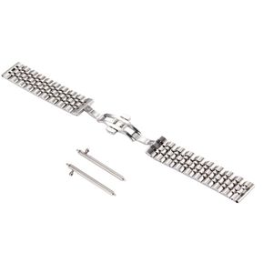 For Samsung Gear S3 Classic Smart Watch Hidden Butterfly Buckle 7 Beads Stainless Steel Watchband(Silver)