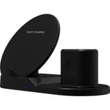 N30 3 in 1 Fast Wireless Charger Holder for Qi Standard Smartphones & iWatch & AirPods (Black)