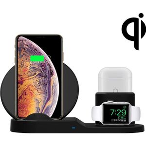 N30 3 in 1 Fast Wireless Charger Holder for Qi Standard Smartphones & iWatch & AirPods (Black)