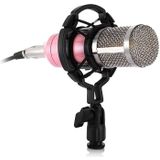 BM-800 3.5mm Studio Recording Wired Condenser Sound Microphone with Shock Mount  Compatible with PC / Mac for Live Broadcast Show  KTV  etc.(Pink)