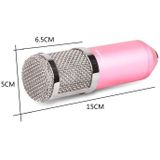 BM-800 3.5mm Studio Recording Wired Condenser Sound Microphone with Shock Mount  Compatible with PC / Mac for Live Broadcast Show  KTV  etc.(Pink)