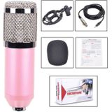 BM-800 3.5mm Studio Recording Wired Condenser Sound Microphone with Shock Mount  Compatible with PC / Mac for Live Broadcast Show  KTV  etc.(Pink)