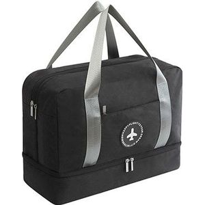 Waterproof Large Capacity Double Layer Beach Bag Portable Sports Bags Cube Bags Travel Bags(Black)