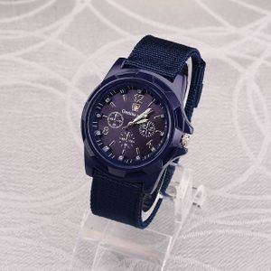 055 Men Canvas Strap Luminous Watch(Blue dial)