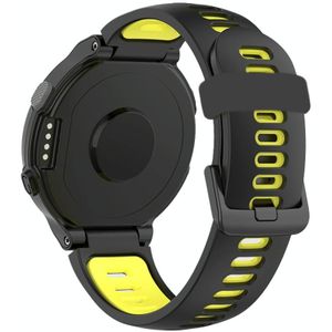 For Garmin Forerunner 220/230/235/620/630/735XT Two-color Silicone Replacement Strap Watchband(Black+Yellow)