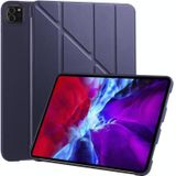 Voor iPad Pro 11 (2020) Multi-vouwend horizontaal flip pu-leer + schokbestendige honingraat TPU-behuizing met houder(donkerblauw)