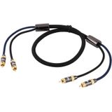 EMK 2 x RCA Male to 2 x RCA Male Gold Plated Connector Nylon Braid Coaxial Audio Cable for TV / Amplifier / Home Theater / DVD  Cable Length:1m(Black)