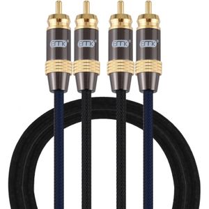 EMK 2 x RCA Male to 2 x RCA Male Gold Plated Connector Nylon Braid Coaxial Audio Cable for TV / Amplifier / Home Theater / DVD  Cable Length:1m(Black)