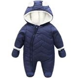Padded And Fleece Hooded Jumpsuit (Color:Navy Blue Size:80)