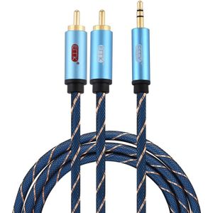 EMK 3.5mm Jack Male to 2 x RCA Male Gold Plated Connector Speaker Audio Cable  Cable Length:1.5m(Dark Blue)