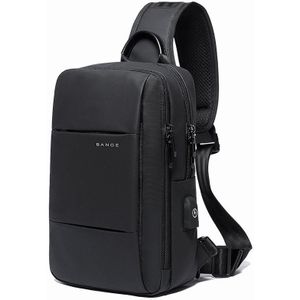 BANGE BG-77107 Men One-Shoulder Bag Casual Simple Messenger Bag with External USB Charging Port(Black)