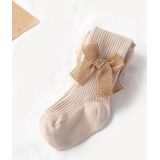 Spring And Autumn Girl Tights Bow Baby Knit Pantyhose Size: M 1-2 Years Old(Milk Brown)